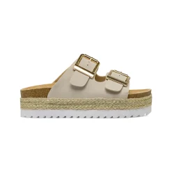 Ciabatte beige da Donna con fibbie e suola alta Lora Ferres