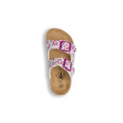 Ciabatte bianche Bambina con cuori e fibbie fucsia Le scarpe di Alice