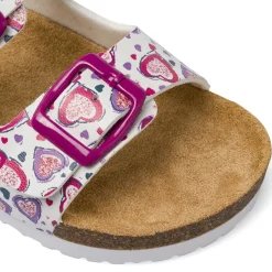 Ciabatte bianche Bambina con cuori e fibbie fucsia Le scarpe di Alice