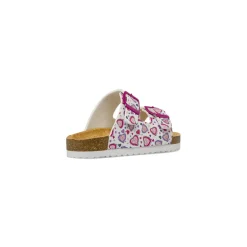 Ciabatte bianche Bambina con cuori e fibbie fucsia Le scarpe di Alice