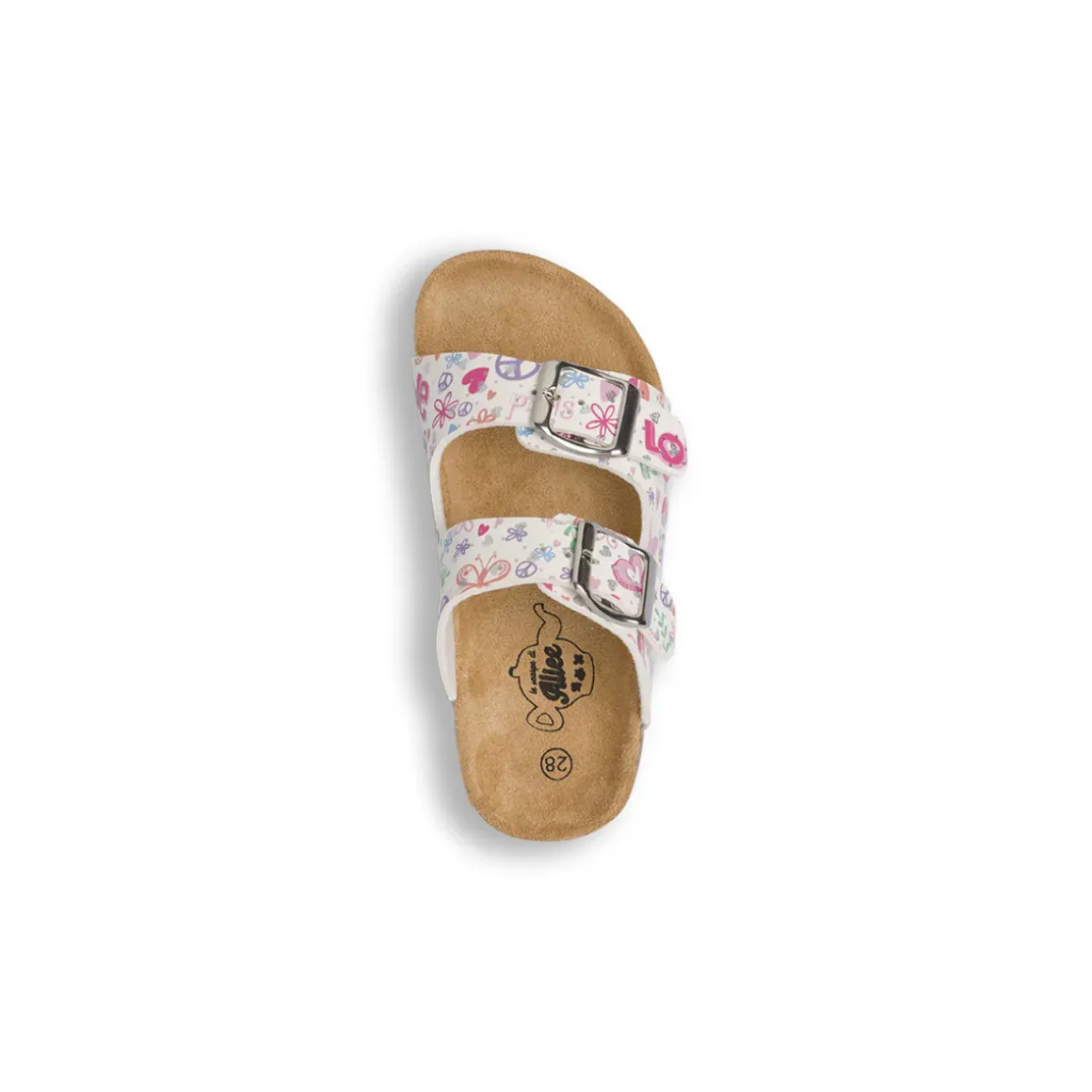 Ciabatte bianche da Bambina con stampe multicolor Le scarpe di Alice