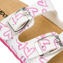 Ciabatte bianche da Bambina Settenote con doppia fibbia e cuori