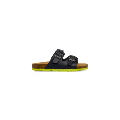 Ciabatte blu da Bambino con fibbie e sottopiede in pelle Weep & Smile