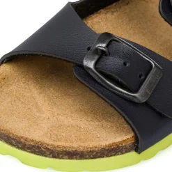 Ciabatte blu da Bambino con fibbie e sottopiede in pelle Weep & Smile