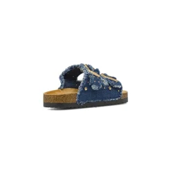 Ciabatte blu effetto denim da Ragazza con strass e perline Dieci Baci