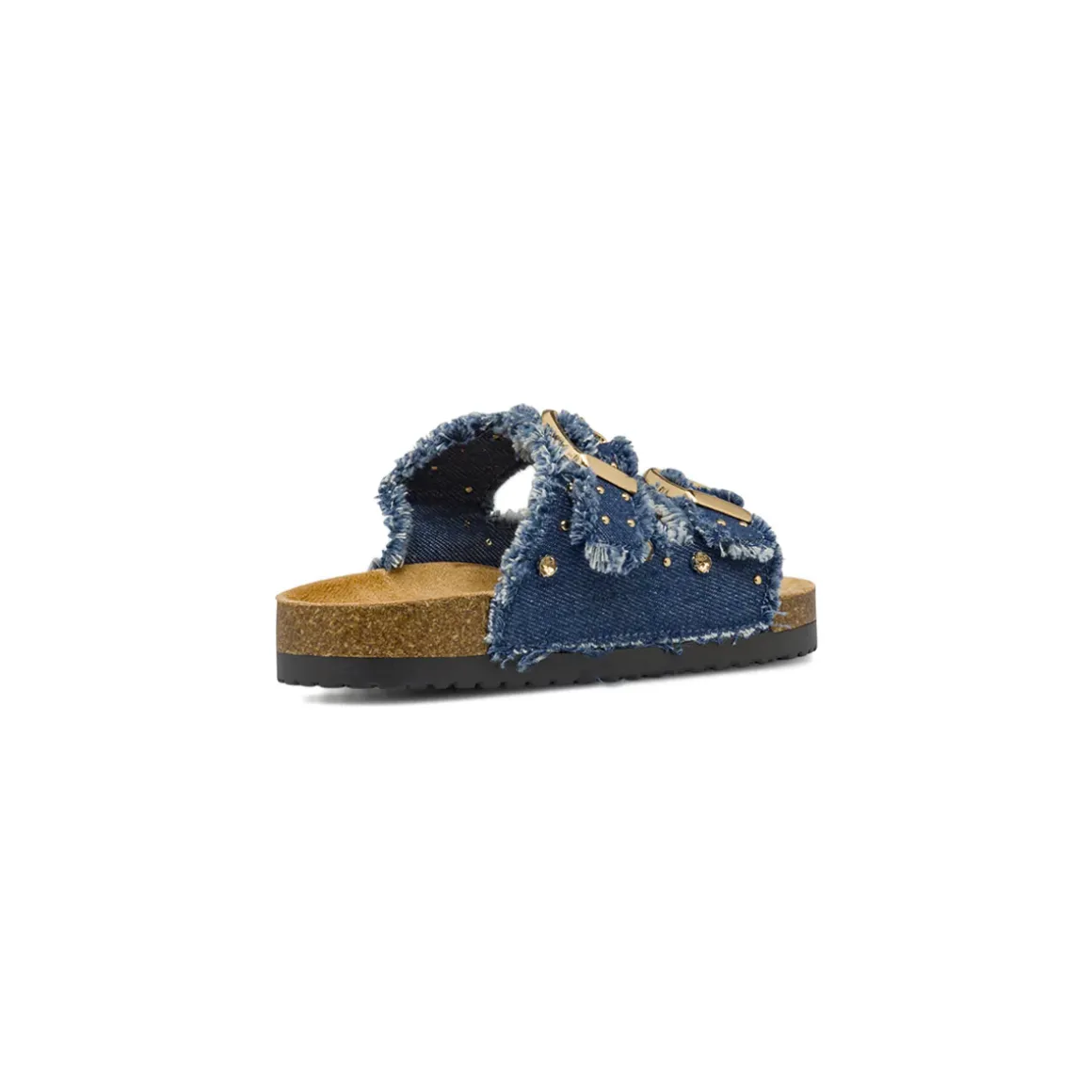 Ciabatte blu effetto denim da Ragazza con strass e perline Dieci Baci