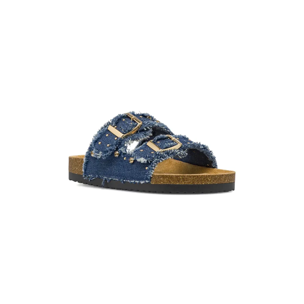 Ciabatte blu effetto denim da Ragazza con strass e perline Dieci Baci