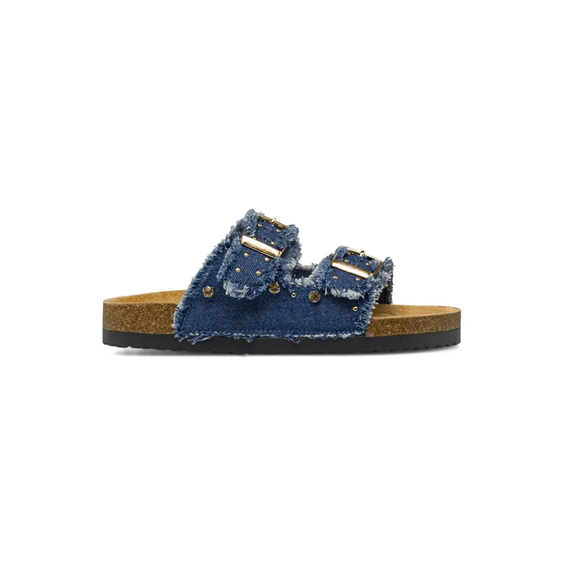 Ciabatte blu effetto denim da Ragazza con strass e perline Dieci Baci