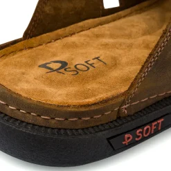 Ciabatte casual comfort Marroni da Uomo in Pelle P Soft