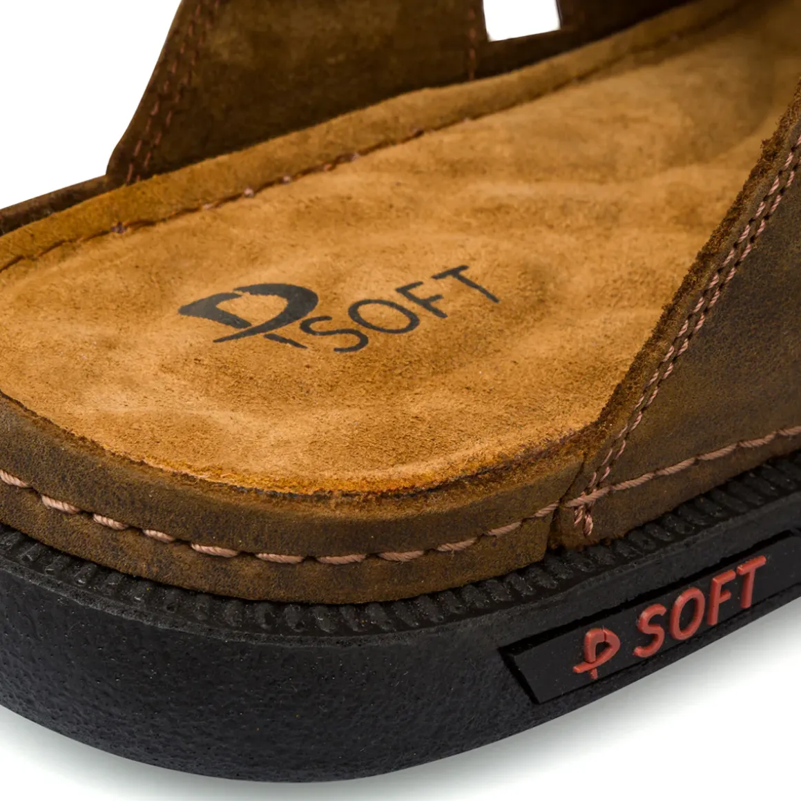 Ciabatte casual comfort Marroni da Uomo in Pelle P Soft