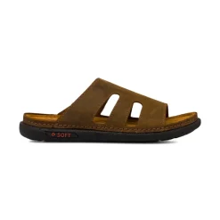 Ciabatte casual comfort Marroni da Uomo in Pelle P Soft