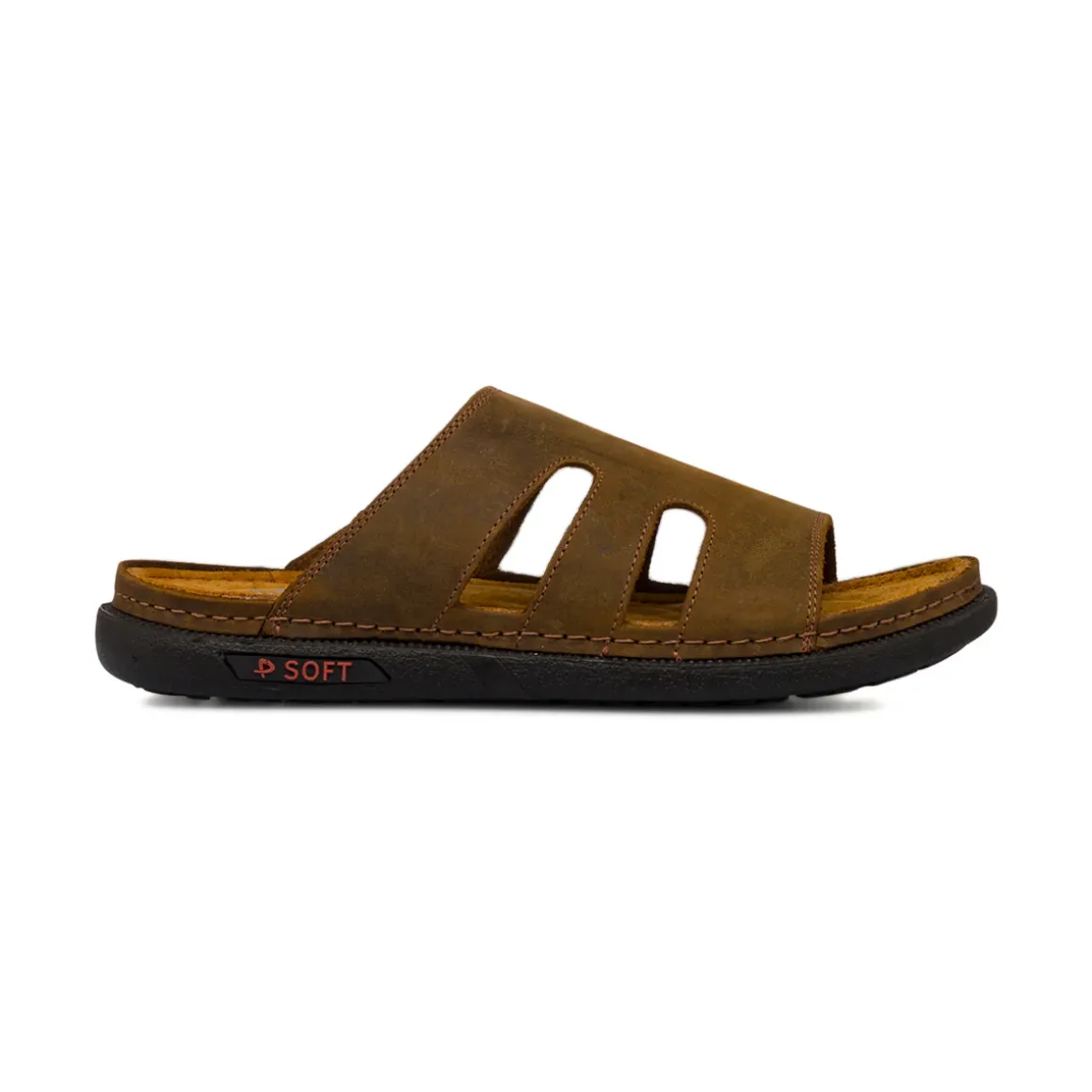 Ciabatte casual comfort Marroni da Uomo in Pelle P Soft