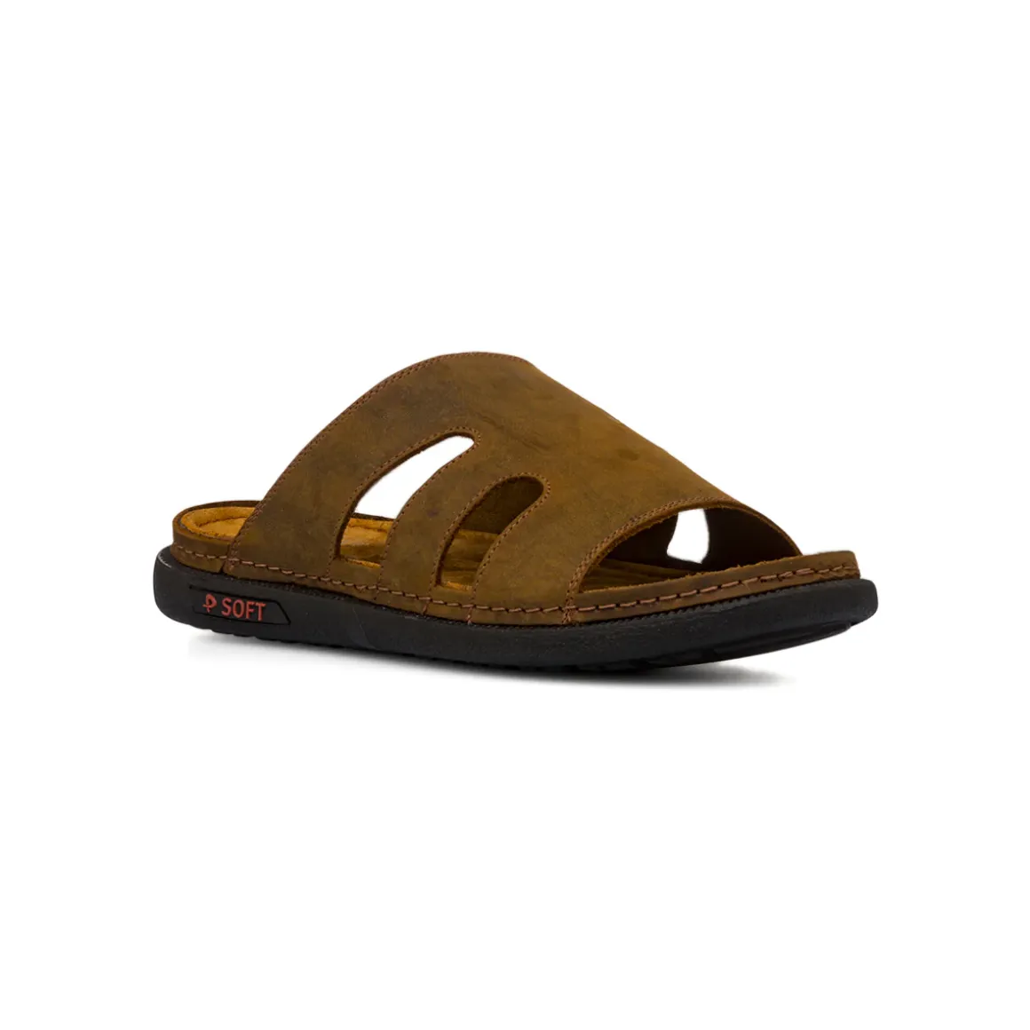 Ciabatte casual comfort Marroni da Uomo in Pelle P Soft