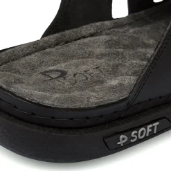 Ciabatte Casual Comfort Nere da Uomo in Pelle P Soft