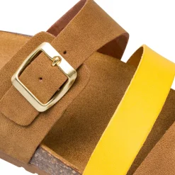 Ciabatte color Cuoio da Donna con dettaglio Giallo Italia Trend Grazia