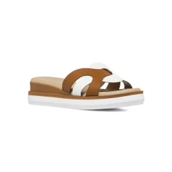 Ciabatte comfort con zeppa da Donna bicolore bianco e marrone P Soft