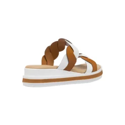 Ciabatte comfort da Donna bianchi e marroni con motivo incrociato P Soft
