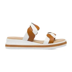 Ciabatte comfort da Donna bianchi e marroni con motivo incrociato P Soft