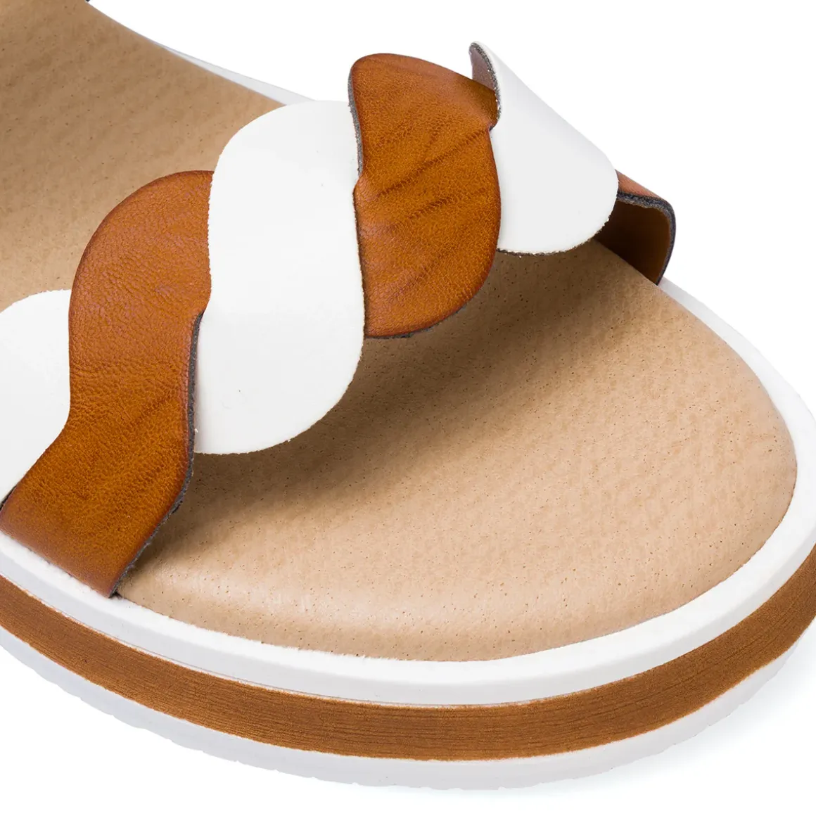 Ciabatte comfort da Donna bianchi e marroni con motivo incrociato P Soft