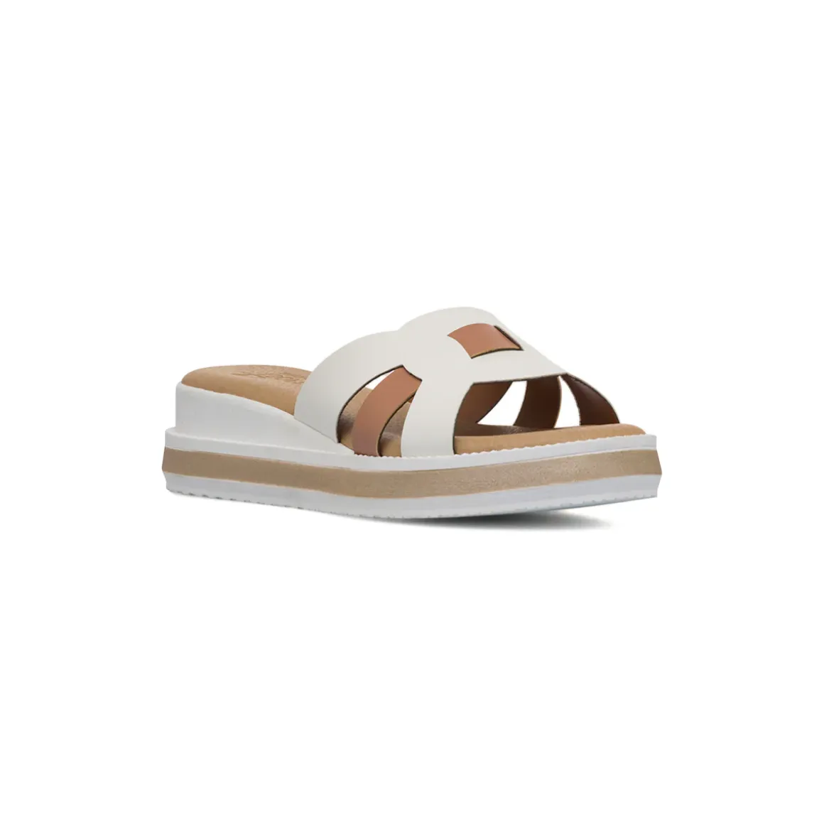 Ciabatte Comfort da Donna Bianche con inserto in contrasto beige P Soft