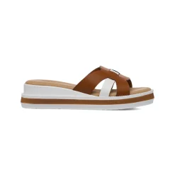 Ciabatte Comfort da Donna marroni con inserto incrociato in contrasto P Soft