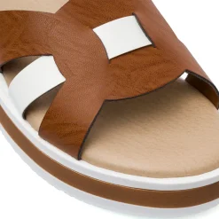 Ciabatte Comfort da Donna marroni con inserto incrociato in contrasto P Soft
