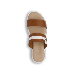 Ciabatte con zeppa comfort bicolore cuoio e bianco da Donna P Soft