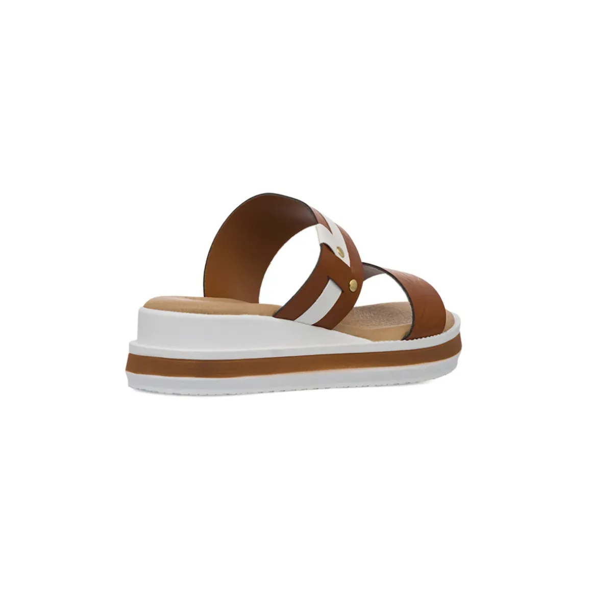 Ciabatte con zeppa comfort bicolore cuoio e bianco da Donna P Soft
