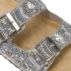 Ciabatte da Donna bianche con perline argentate e grigie Lora Ferres
