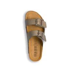 Ciabatte da donna bronzo con sottopiede in pelle e doppia fibbia Italia Trend Sabina