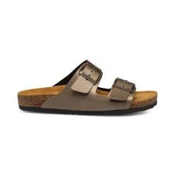 Ciabatte da donna bronzo con sottopiede in pelle e doppia fibbia Italia Trend Sabina