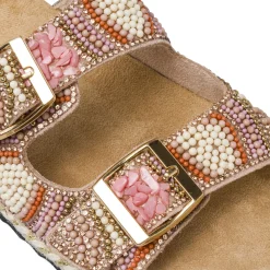 Ciabatte da Donna con doppia fascia Rosa con perline Lora Ferres