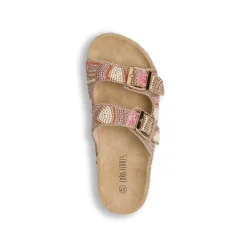 Ciabatte da Donna con doppia fascia Rosa con perline Lora Ferres