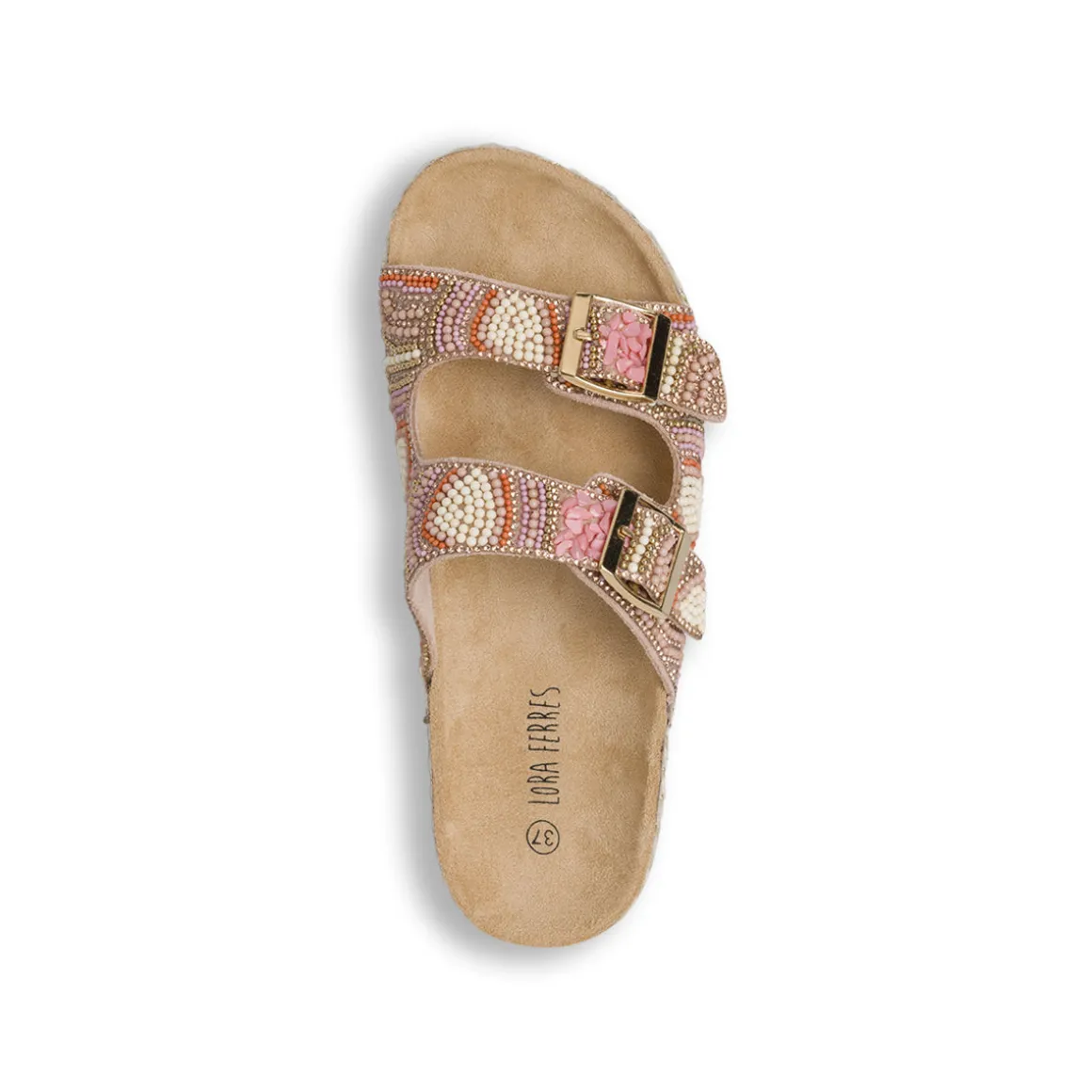 Ciabatte da Donna con doppia fascia Rosa con perline Lora Ferres