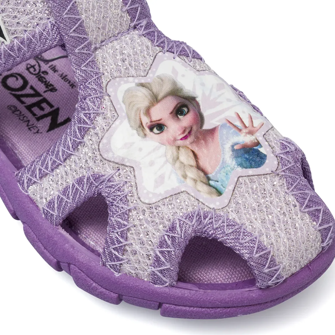 Ciabatte da mare da Bambina Lilla con glitter e stampa Elsa Frozen