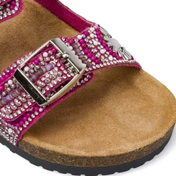 Ciabatte fucsia da Ragazza con ricamo di perline Dieci Baci