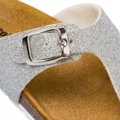 Ciabatte infradito argento glitter da Bambina in pelle Settenote