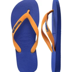 Ciabatte infradito bicolore blu e arancioni da Uomo con logo Havaianas