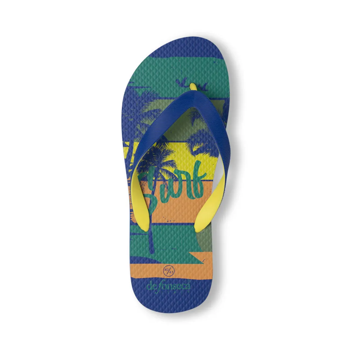 Ciabatte infradito blu da Uomo con stampa tropicale e surf De Fonseca