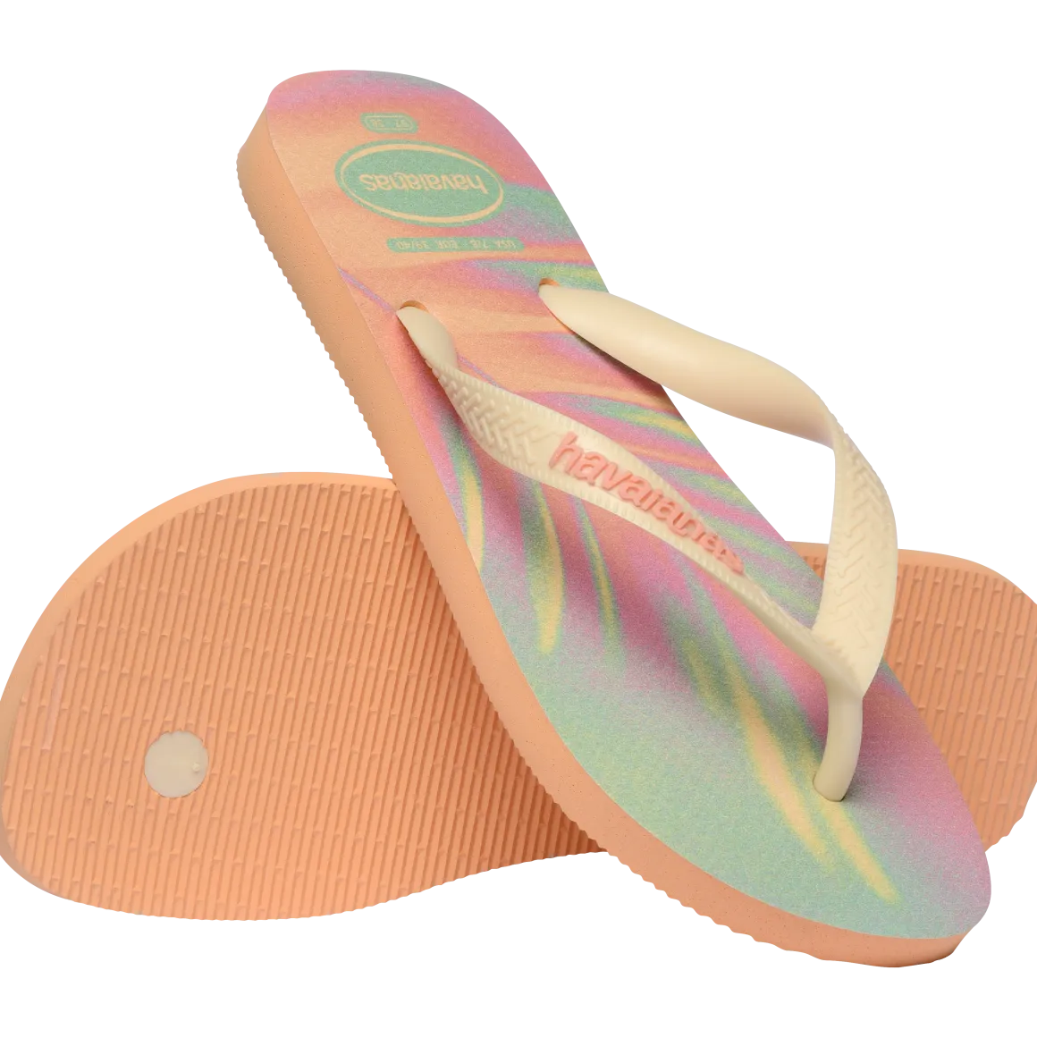 Ciabatte Infradito da Donna Arancioni con fantasia tropicale Havaianas