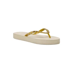 Ciabatte infradito da Donna beige con strass e fiori decorativi Griff