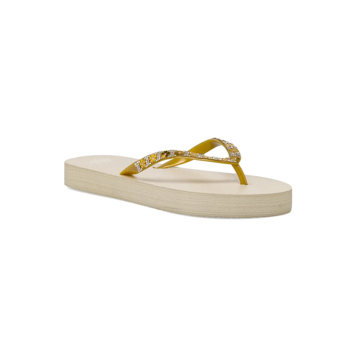 Ciabatte infradito da Donna beige con strass e fiori decorativi Griff