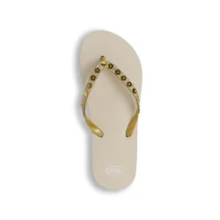 Ciabatte infradito da Donna beige con strass e fiori decorativi Griff