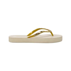 Ciabatte infradito da Donna beige con strass e fiori decorativi Griff