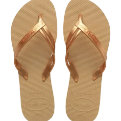 Ciabatte infradito da Donna color oro metallizzato e beige Havaianas