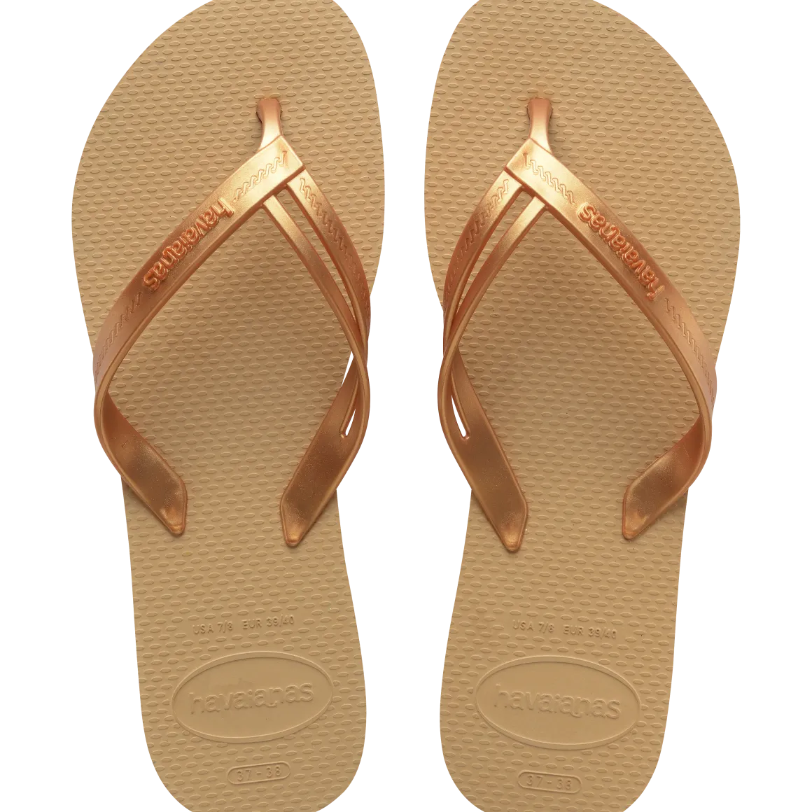 Ciabatte infradito da Donna color oro metallizzato e beige Havaianas