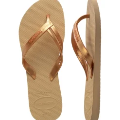 Ciabatte infradito da Donna color oro metallizzato e beige Havaianas