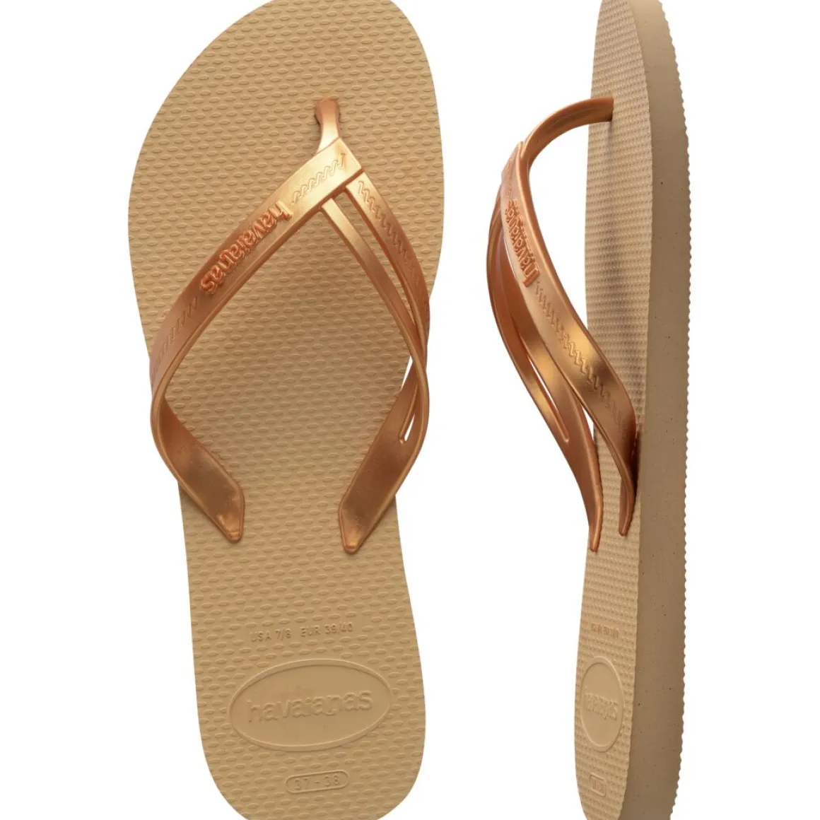 Ciabatte infradito da Donna color oro metallizzato e beige Havaianas