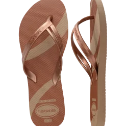 Ciabatte infradito da Donna marroni e oro Havaianas Elegance Print