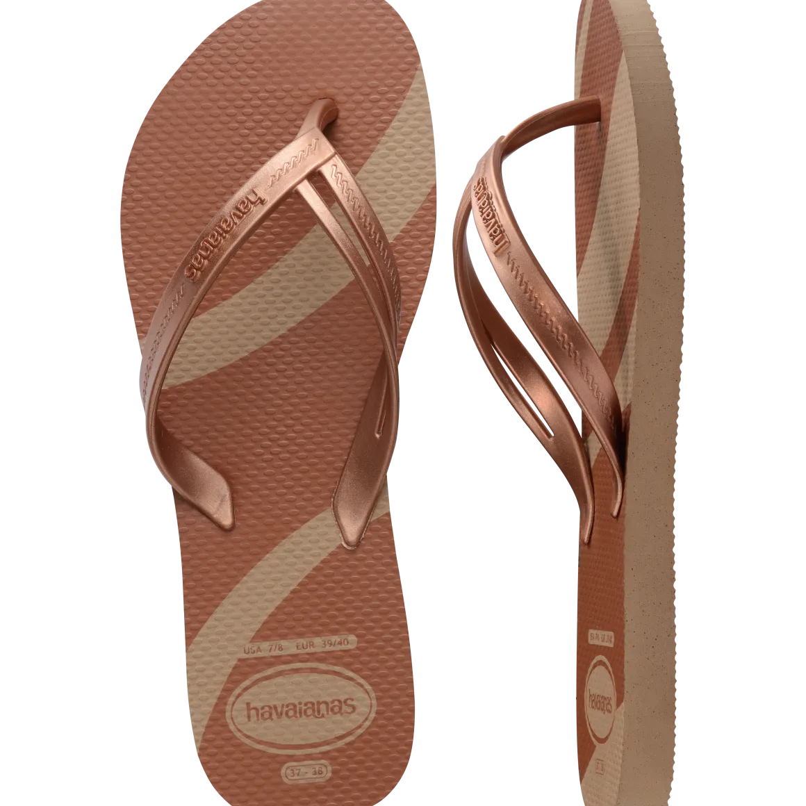 Ciabatte infradito da Donna marroni e oro Havaianas Elegance Print